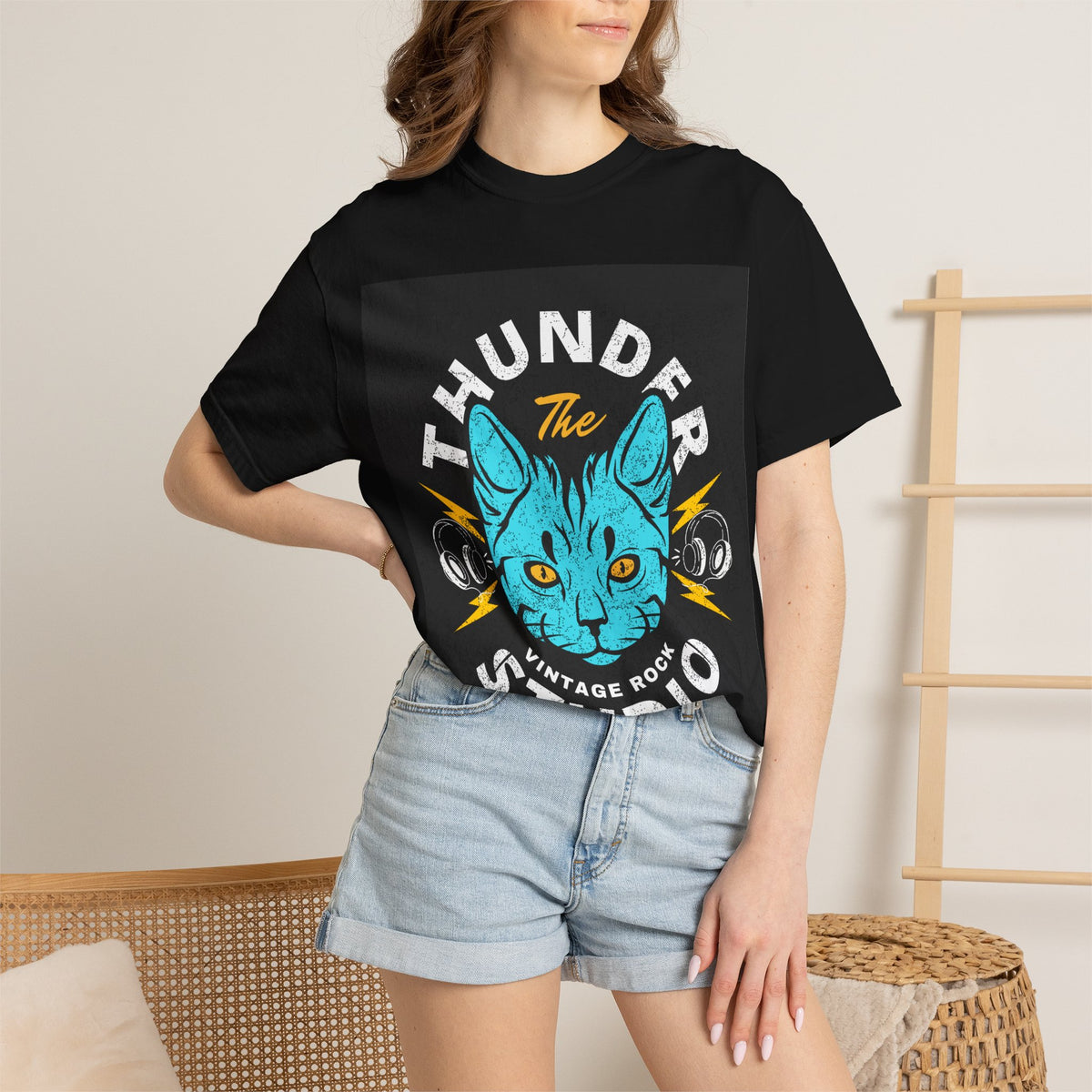 Thunder Studio Cat T-Shirt — Vintage Rock Band Tee